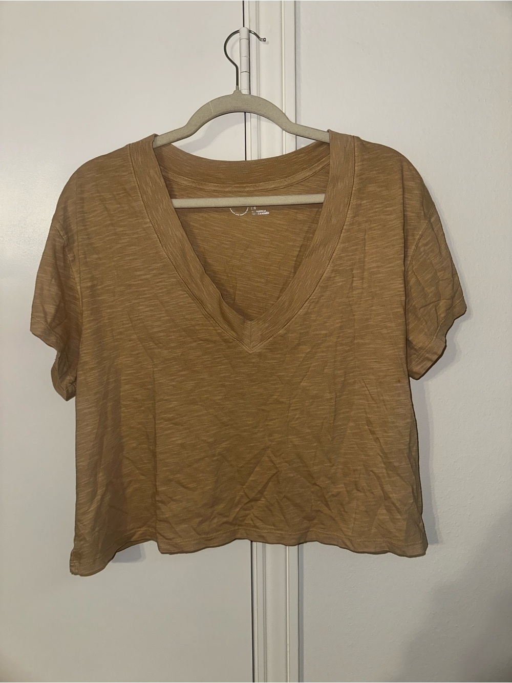 Aerie V-Neck Short Sleeve Top - Tan